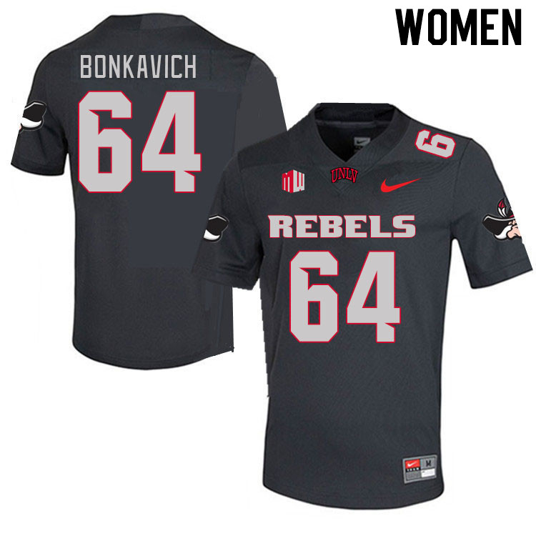 Women #64 Will Bonkavich UNLV Rebels 2023 College Football Jerseys Stitched-Charcoal - Click Image to Close